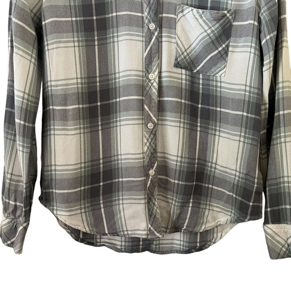 Rails Women's Hunter Ocean Blue/White Plaid Button-Up Long Sleeve Shirt - XS - Picture 3 of 9